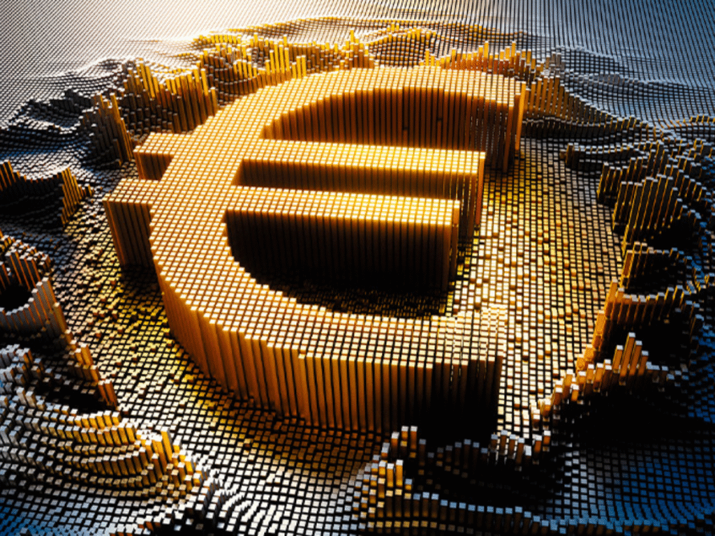 EU Council sets digital euro framework with European Central Bank issuance 3D illustration of the euro symbol formed by stacked rectangular blocks, representing digital currency and electronic payment systems.