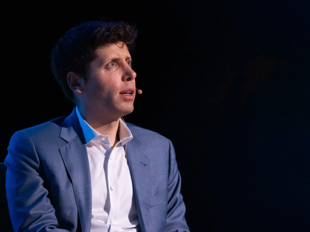 OpenAI CEO Sam Altman speaking to journalists after a question-and-answer session at the OpenAI data center in Abilene, Texas, United States, on September 23, 2025.